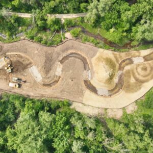 Aerial of stream under construction